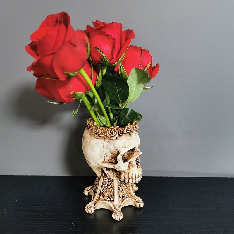 home personalized Resin   Vase Crafts desktop ornaments bust folk crafts desk decoration Halloween Skull Flower Pot