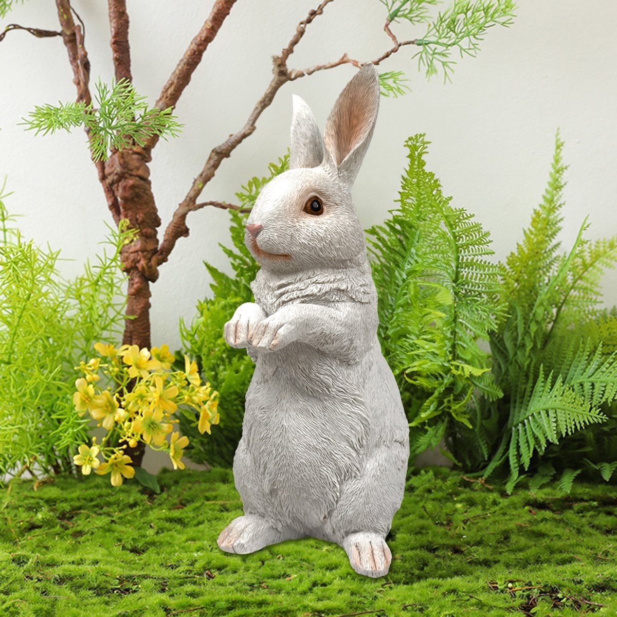 Garden Statue Rabbit Easter Decoration Outdoor Decoration Lawn Balcony Courtyard Garden Gift for Mom and Grandma