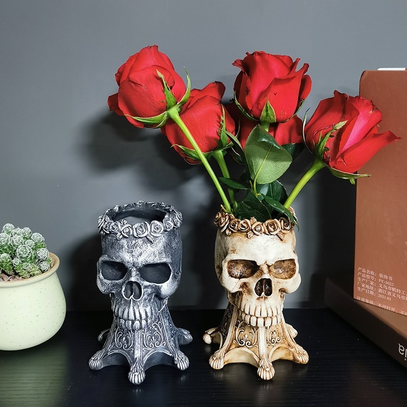 home personalized Resin   Vase Crafts desktop ornaments bust folk crafts desk decoration Halloween Skull Flower Pot