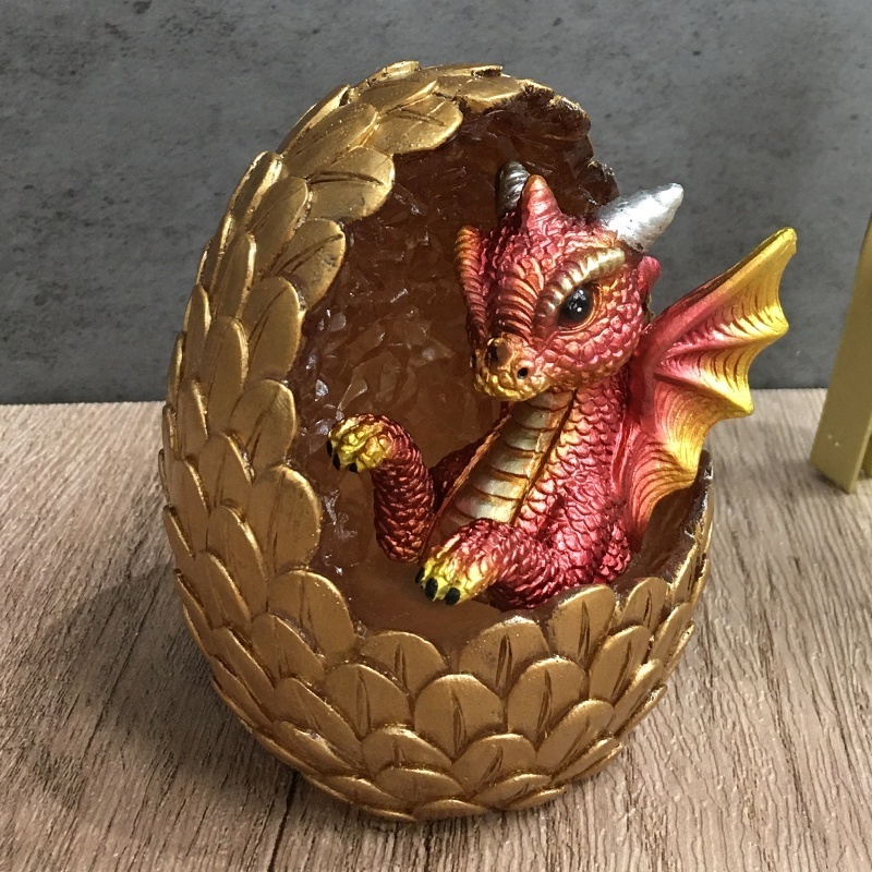 Resin Crystal Dragon Egg Small dinosaur Crafts garden ornaments home bust animal statue desk decoration