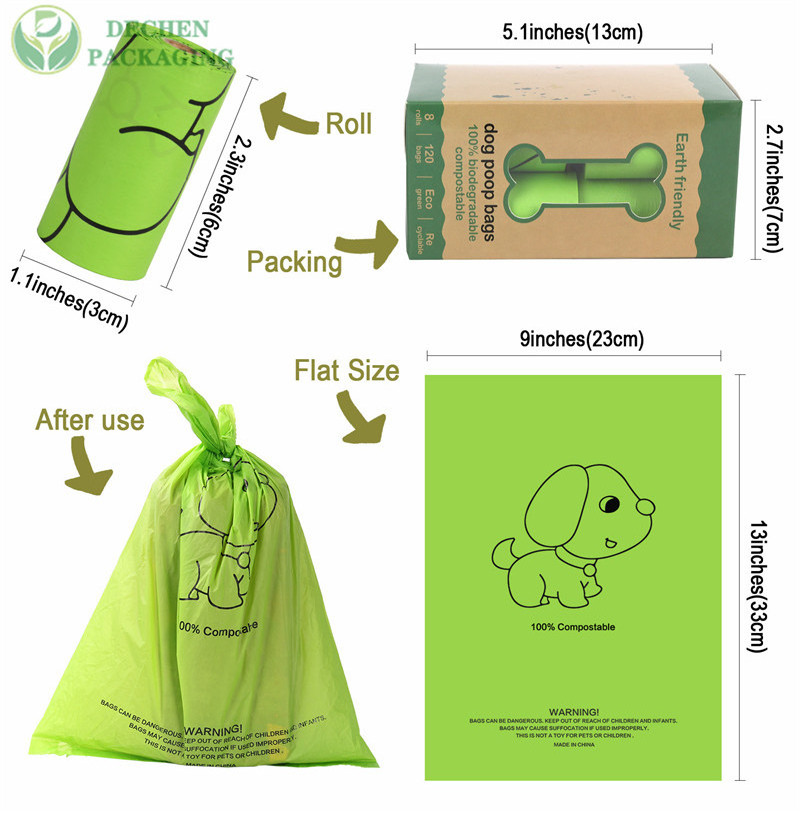 Poo Compostable Litter Bags Custom Biodegradable Pet Waste Dog Poop Bag Customized Sustainable Earth Friendly Poop Bags 3-5 Days