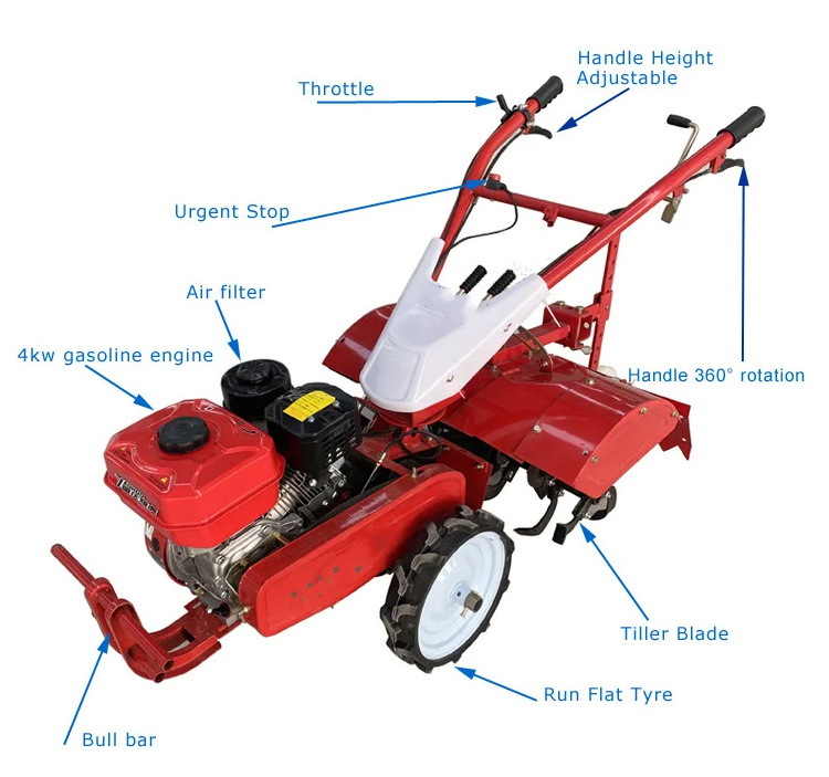 Mini Cultivator Mini Rotary Tiller Farm Power Tiller Agriculture Walk-Behind Tiller