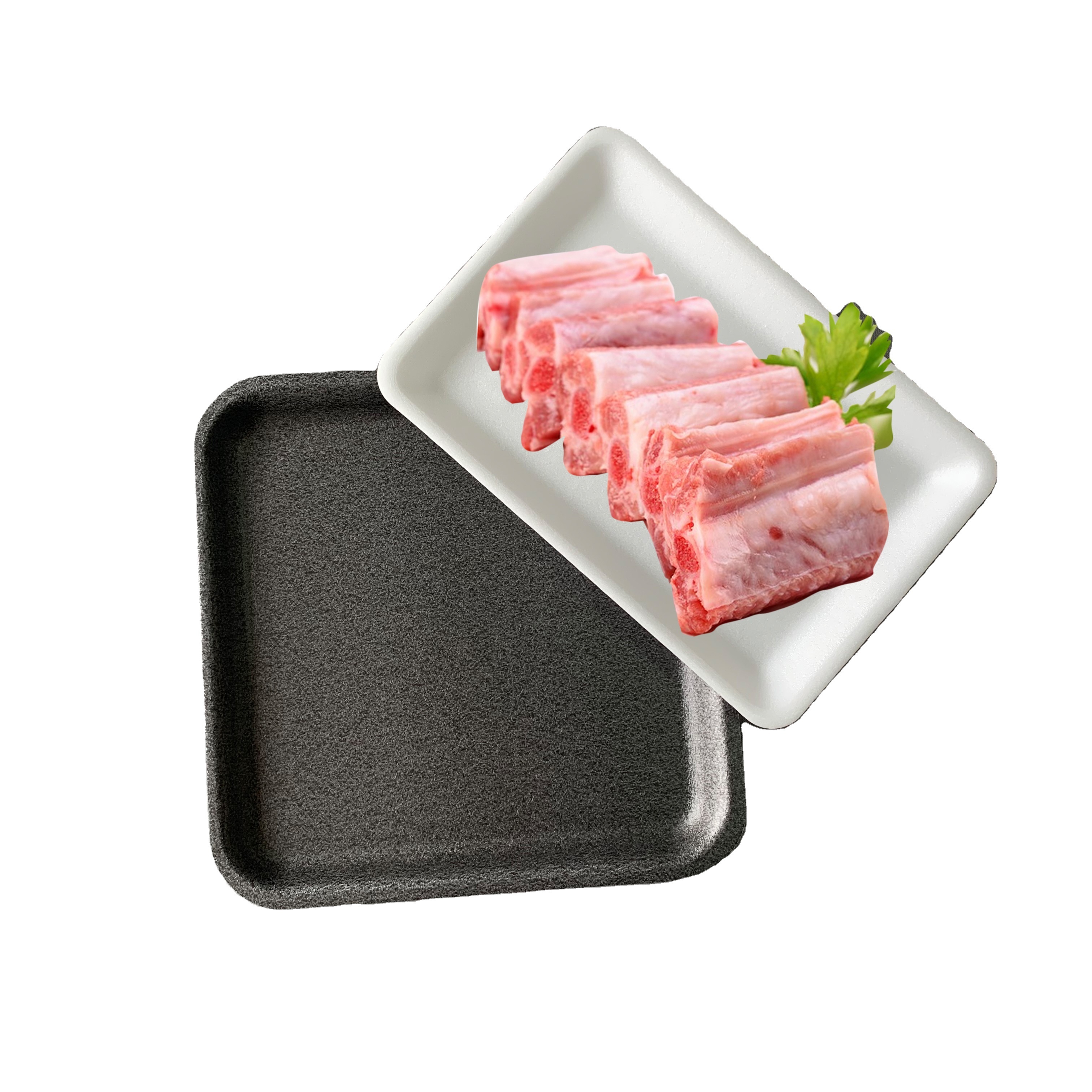 PLA styrofoam meat tray black biodegradable food packaging foam tray factory white color tray