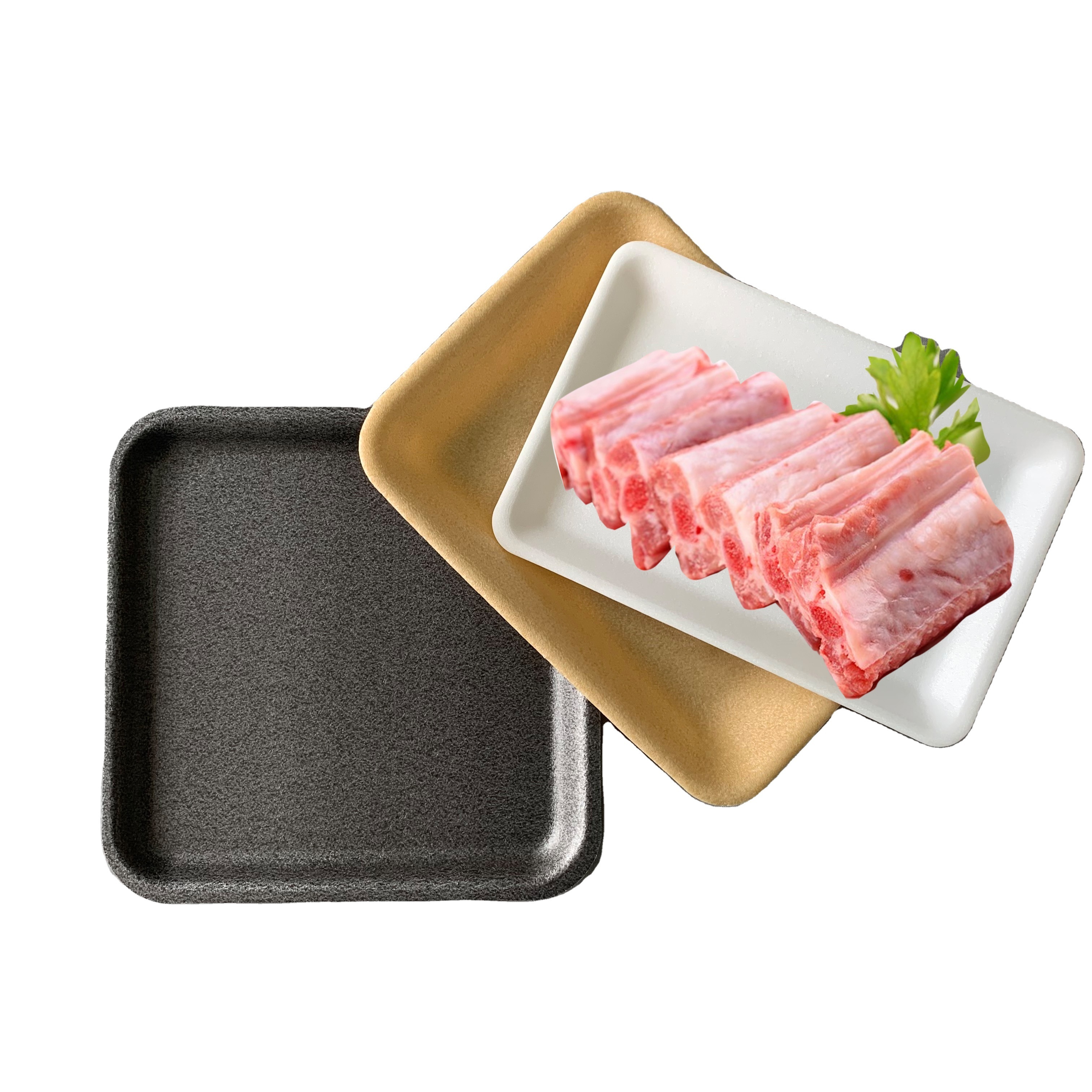 PLA styrofoam meat tray black biodegradable food packaging foam tray factory white color tray