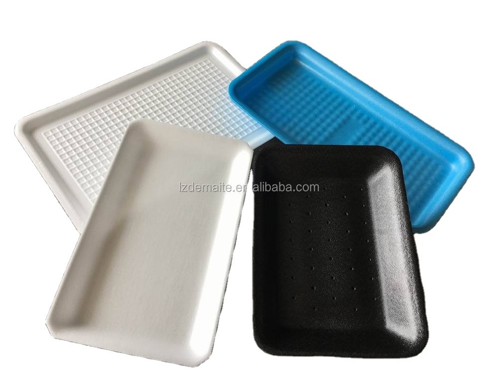 PLA styrofoam meat tray black biodegradable food packaging foam tray factory white color tray