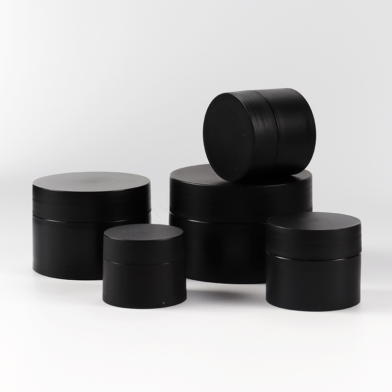 Recycled Cosmetic Containers With Lid 100ml PP Plastic Candy Bottle Face Cream Jar Black Plastic Jars