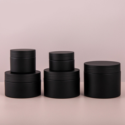 PP Pet Acrylic Black Plastic Powder Jar Round Black Cosmetic Container 8 Oz Eye Cream Jar Wide Mouth Plastic Container Cosmetic