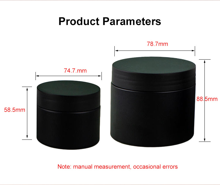 PP Pet Acrylic Black Plastic Powder Jar Round Black Cosmetic Container 8 Oz Eye Cream Jar Wide Mouth Plastic Container Cosmetic