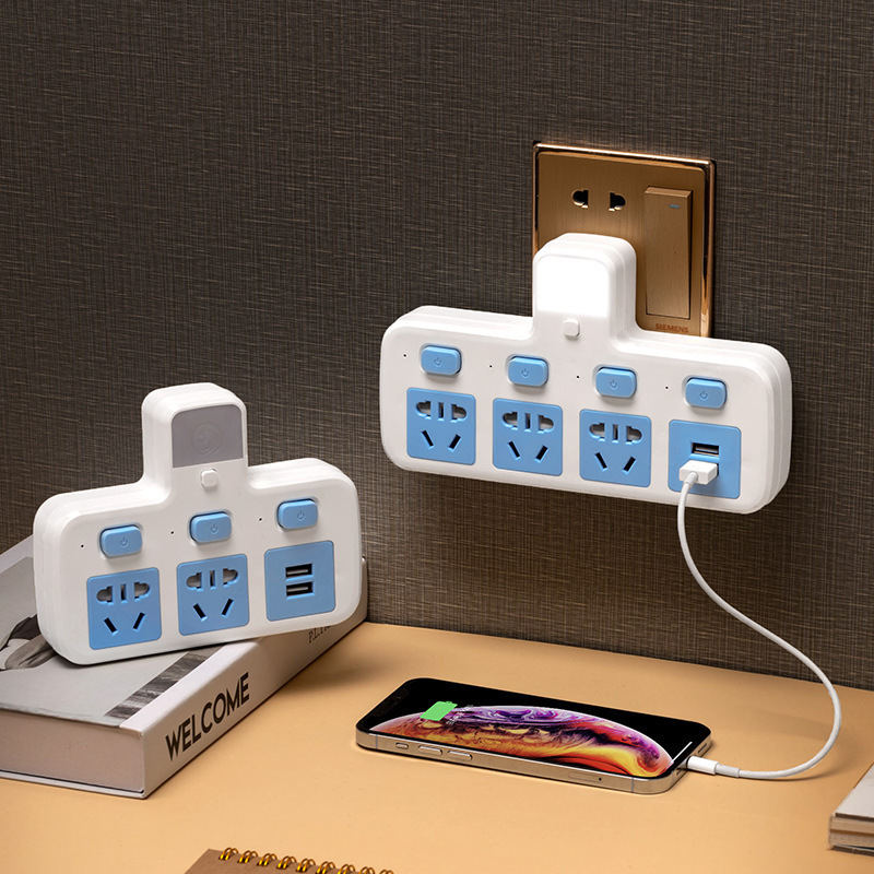 Conversion Socket One To Multiple USB Socket Multi-function Wireless Plug Board With Night Light