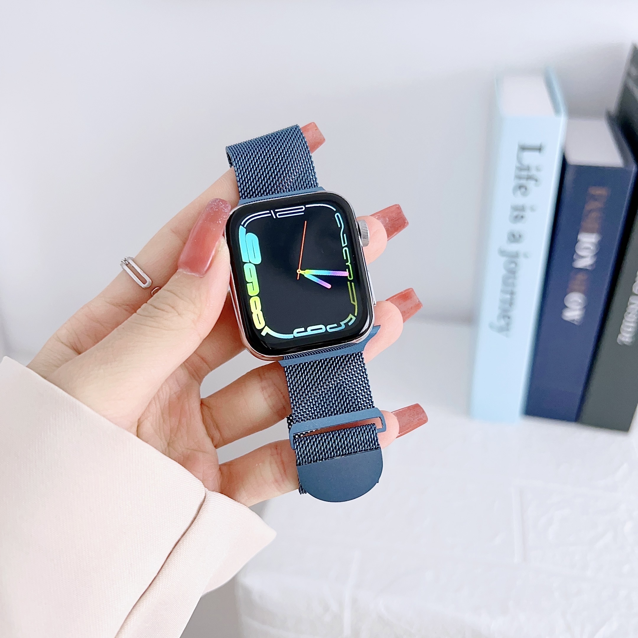 Milan Milanese Loop Bracelet Strap Watch Bands For Apple Watch Magnetic Stainless Steel Mesh Band for iWatch Series 42 44 45mm