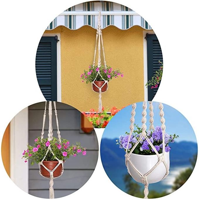 Wholesale Hot Sale Home Decor Crochet Tassel Macrame Wall Plant Hanger Hanging Planter Indoor Rope Planter Pot Holder