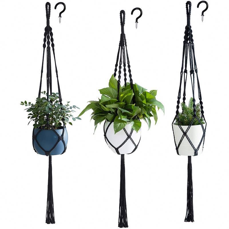 Wholesale Hot Sale Home Decor Crochet Tassel Macrame Wall Plant Hanger Hanging Planter Indoor Rope Planter Pot Holder