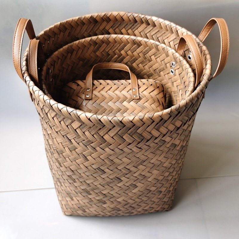 home waterproof plastic PP rattan woven laundry toy storage basket knitted clothes PE wicker hamper organizer basket