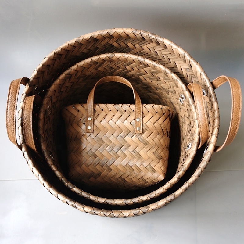 home waterproof plastic PP rattan woven laundry toy storage basket knitted clothes PE wicker hamper organizer basket