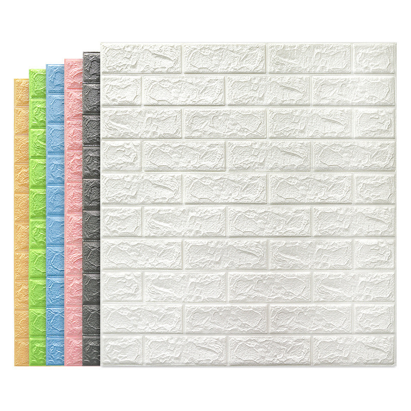 Pink White PE Wall Panels 3d Brick Wallpaper 3d Foam Wall Stickers for Home Decoration