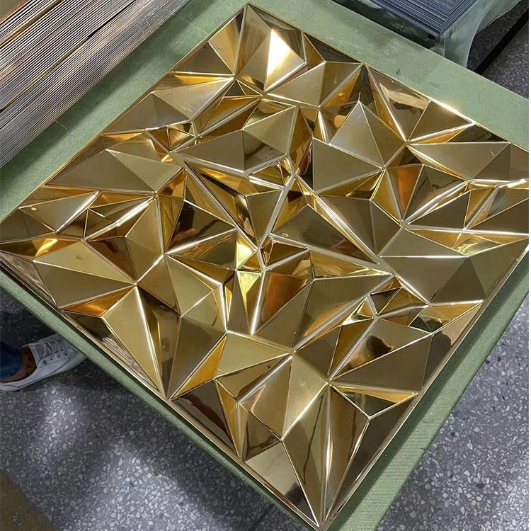 China Wholesale Eco-friendly PVC Wallpaper Easy to Install Gold Diamond Design PVC Interior Wall Panel 3D Board