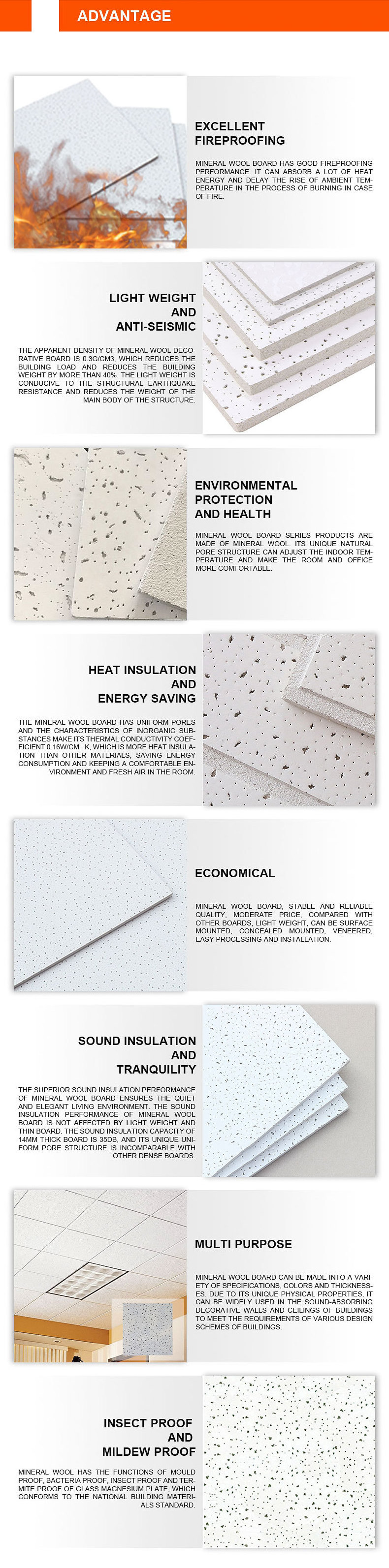 12mm Thickness Acoustic Mineral Fiber Board False Ceiling different types of ceiling acoustic suspended gypsum board