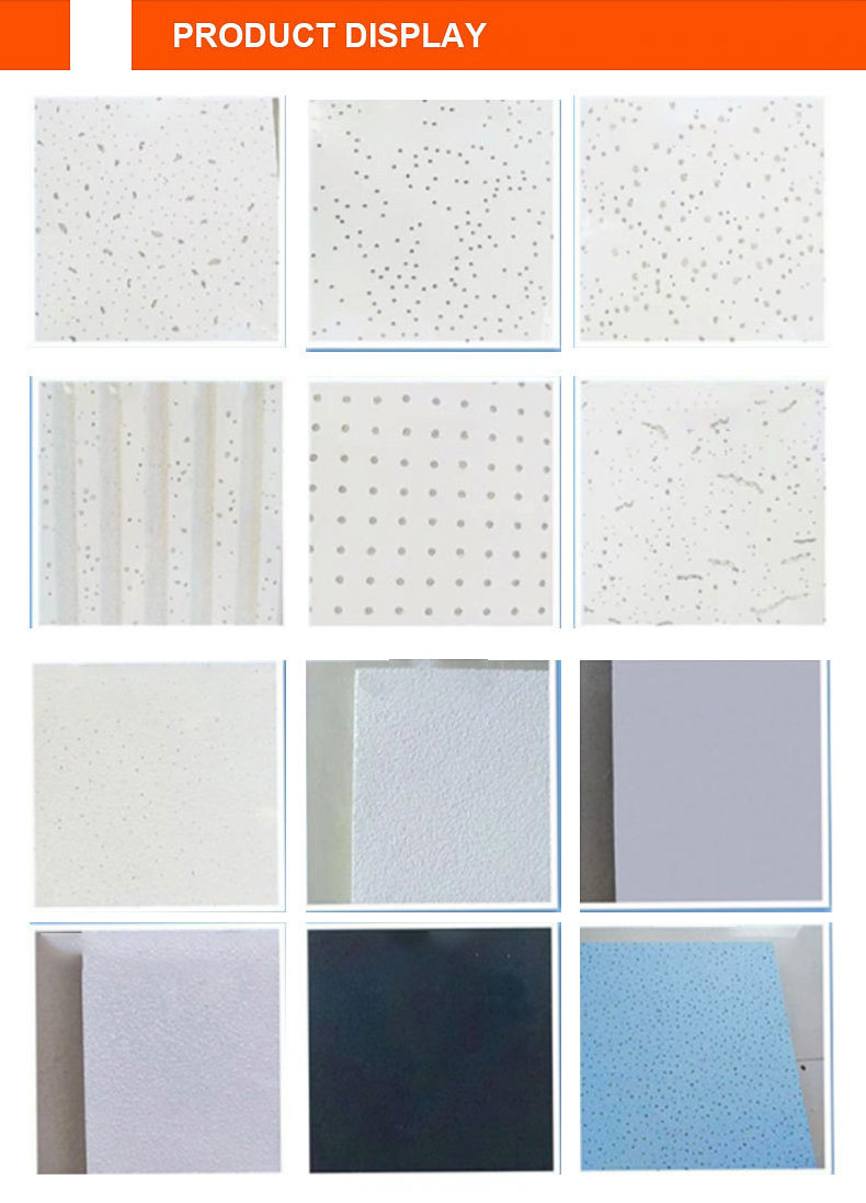 12mm Thickness Acoustic Mineral Fiber Board False Ceiling different types of ceiling acoustic suspended gypsum board