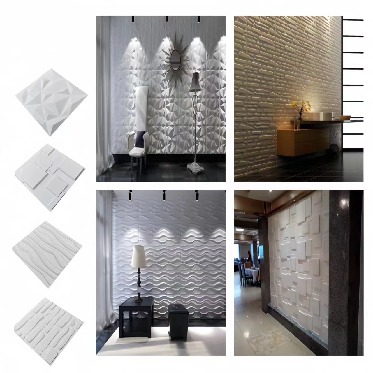 Interior Decoration  3D PVC Waterproof And Flame Retardant Wall Tiles Panels