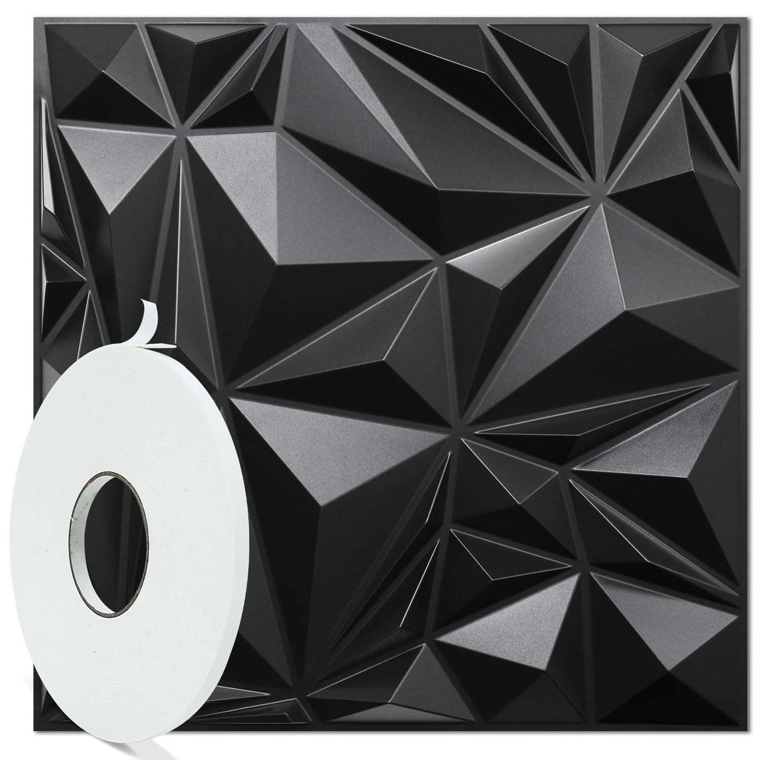 3dwallpanels PVC 3D Wall Panel Diamond for Interior Wall Decor in White 19.7