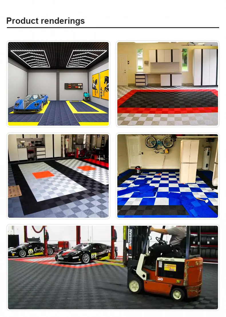 VENTED GARAGE PVC  FLOOR ANTI SLIP INTERLOCKING GARAGE TILE MATS PLASTIC GARAGE FLOORING