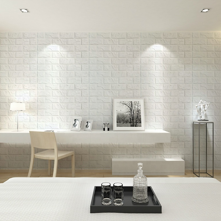 Eco-friendly 3d Brick Wall paper Decorative white foam brick wall tiles peel and stick 3d wall panel for room