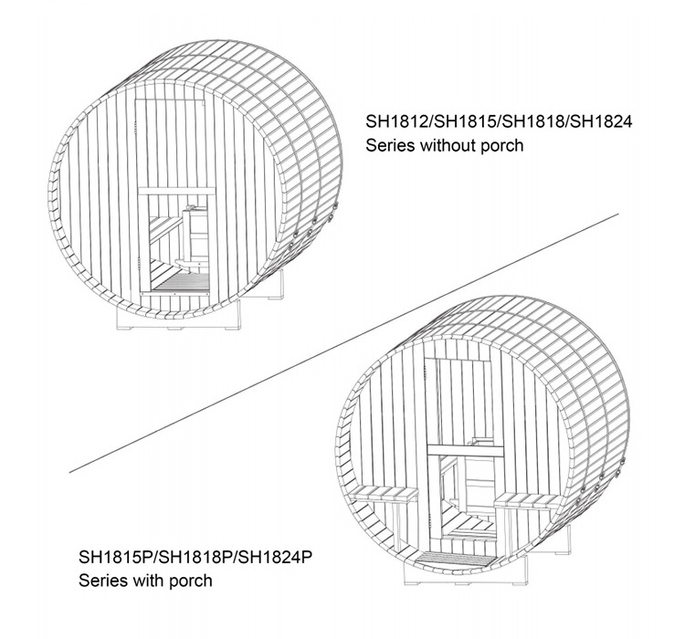 Saunaking Outdoor Traditional Steam Barrel Traditional Steam Sauna Outdoor Spruce Sauna Room 3-4 Persons Outdoor Barrel Sauna