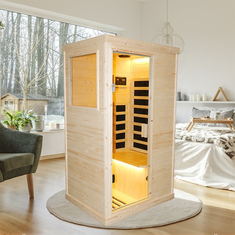 Modern Design Hemlock Wooden Sauna Room Infrared with 110V Computer Control Panel for Relaxation from Canada