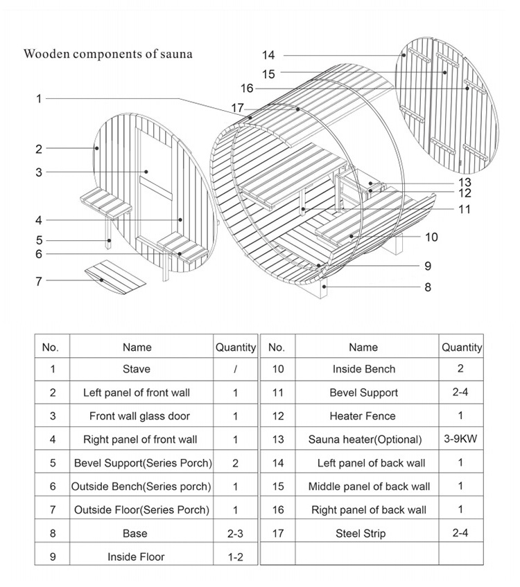 Saunaking Outdoor Traditional Steam Barrel Traditional Steam Sauna Outdoor Spruce Sauna Room 3-4 Persons Outdoor Barrel Sauna