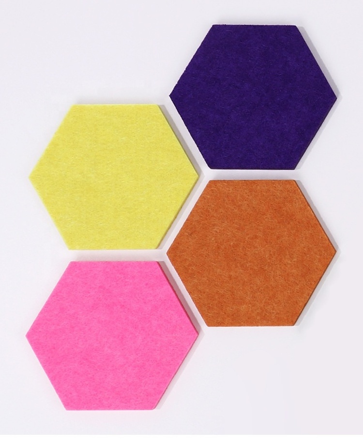 2020 Art Acustic Panel Absorber Board 3d Wall Felt Soundproof Decorative Hexagon Pet Polyester Fiber Acoustic Panels For Office