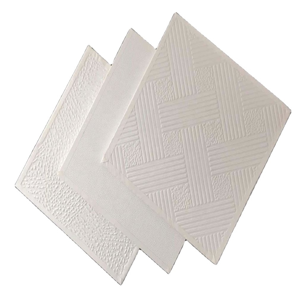 vinyl coated gypsum ceiling tiles 60x60 gypsum ceiling tiles perforated pvc lamination gypsum board  popular in Mid-east market