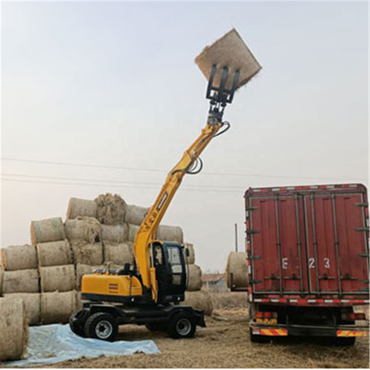 Sugarcane grapple loader wheel type sugarcane loader sugarcane farm loader