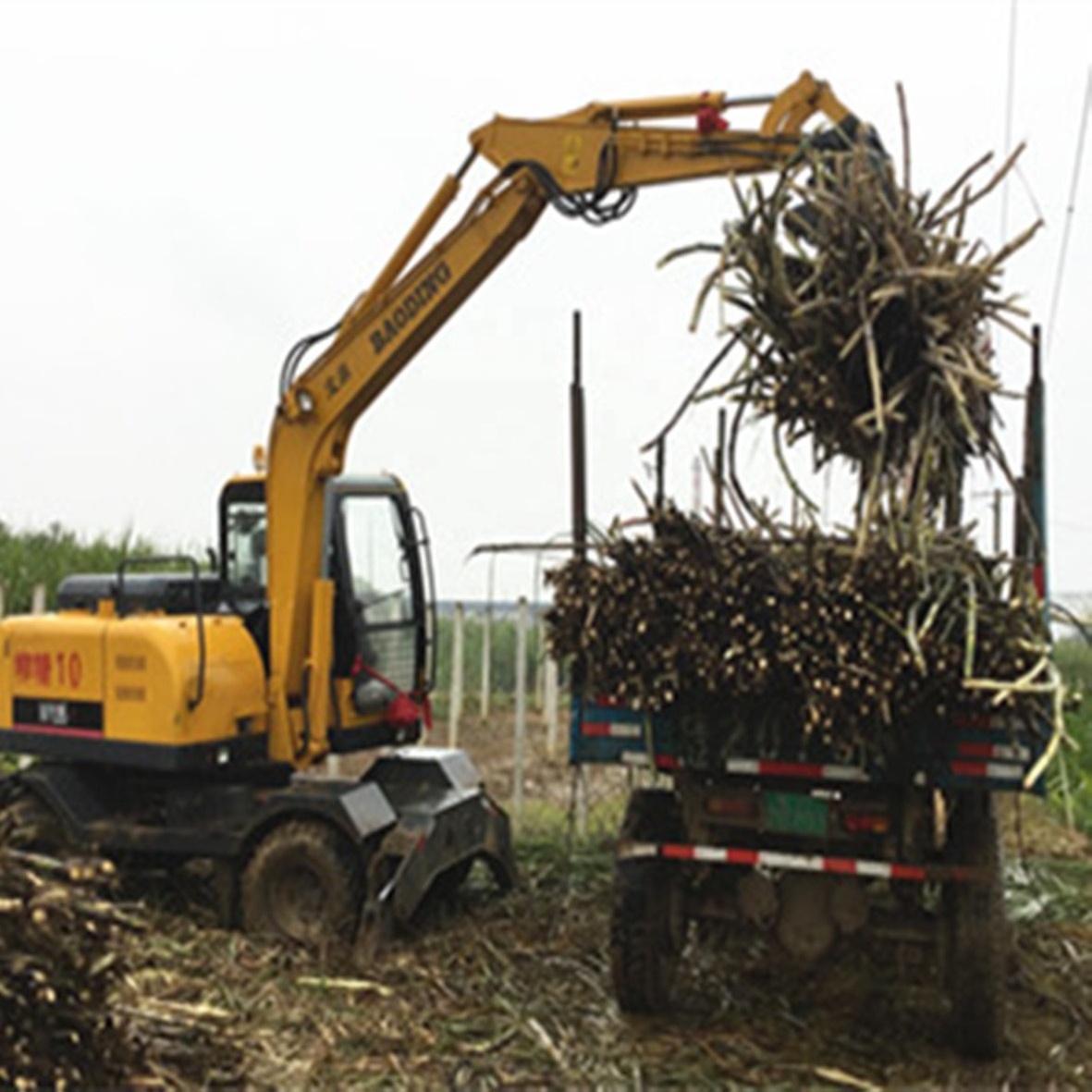 Sugarcane grapple loader wheel type sugarcane loader sugarcane farm loader