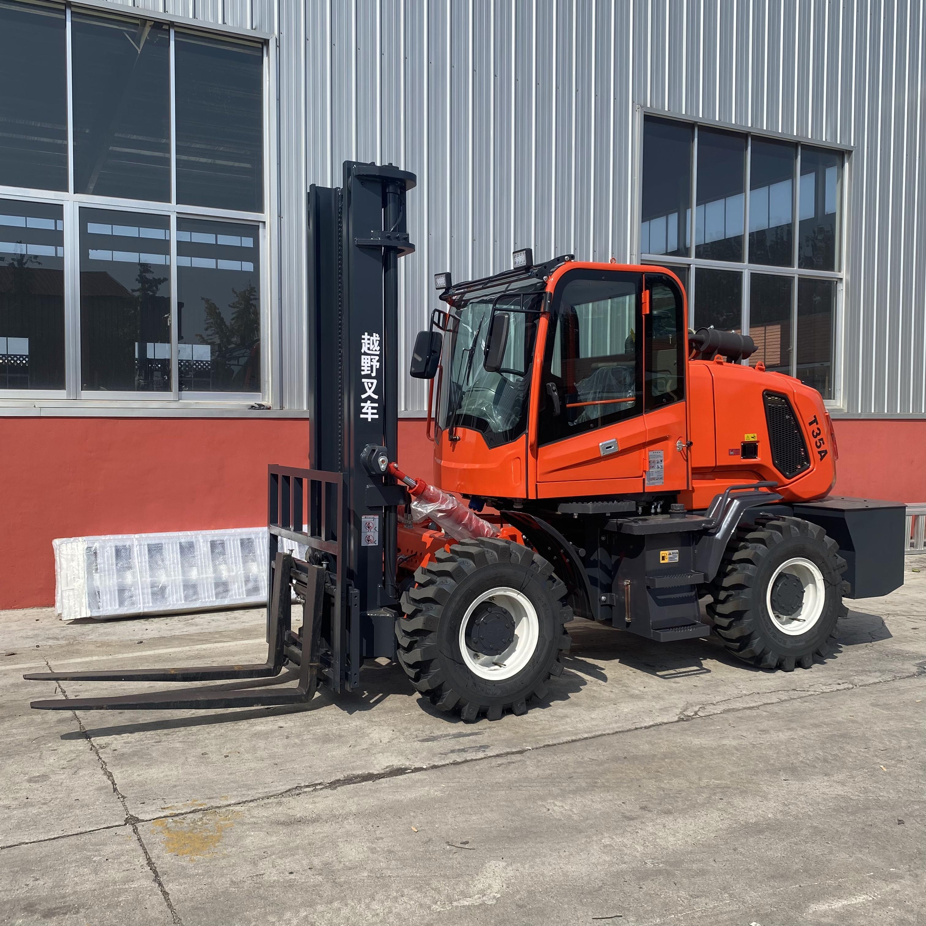 All Rough Terrain Forklift Truck 2.5t 3t 3.5t 4t 5t 6t 7 Ton off Road 4X4 4WD Forklift Lifting 3m 4m 5m for Sale