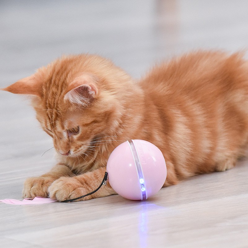 Automatic Rechargeable LED Light Self Rotating Rolling Ball Interactive Smart Cat Toy Pet Exercise Teaser Chaser Toy