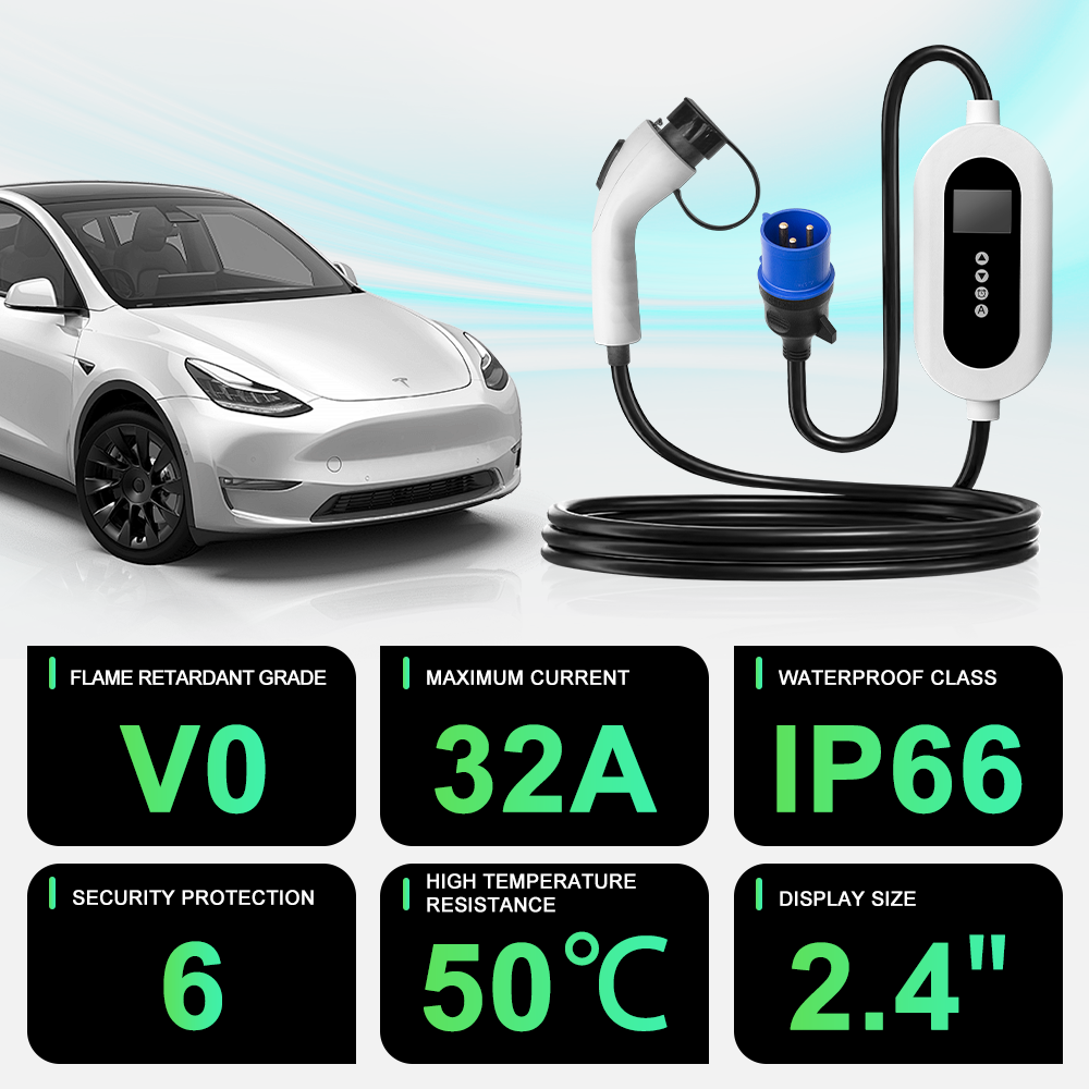 GBT Electric Car Charger Station Single Phase 32a Mobile Ev Charger 7Kw GBT Portable Charging Station for BYD