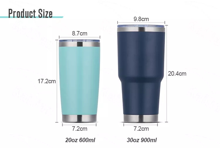 custom 20oz 30oz  Double Wall Vacuum Travel Tumblr Coffee Mug Insulated Cup Stainless Steel yeticooler Tumbler