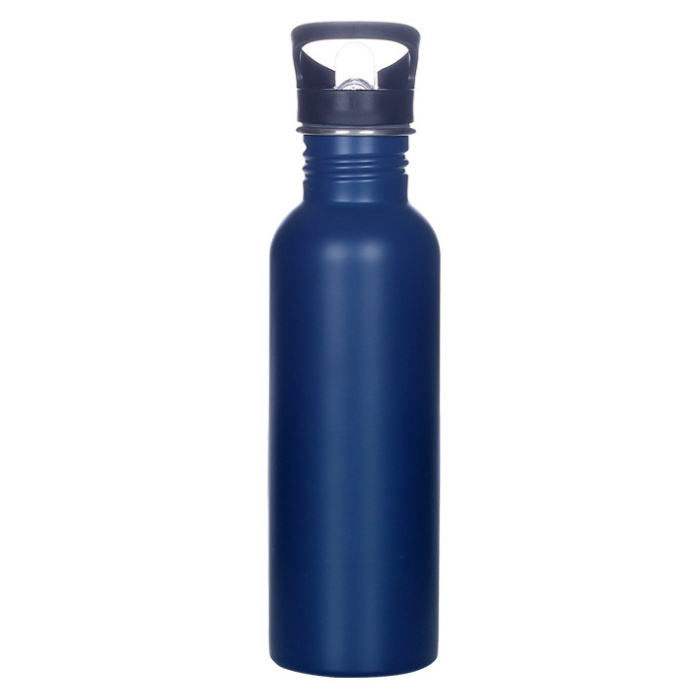 custom 500ml 750ml promotional single wall stainless steel sport water bottle with straw