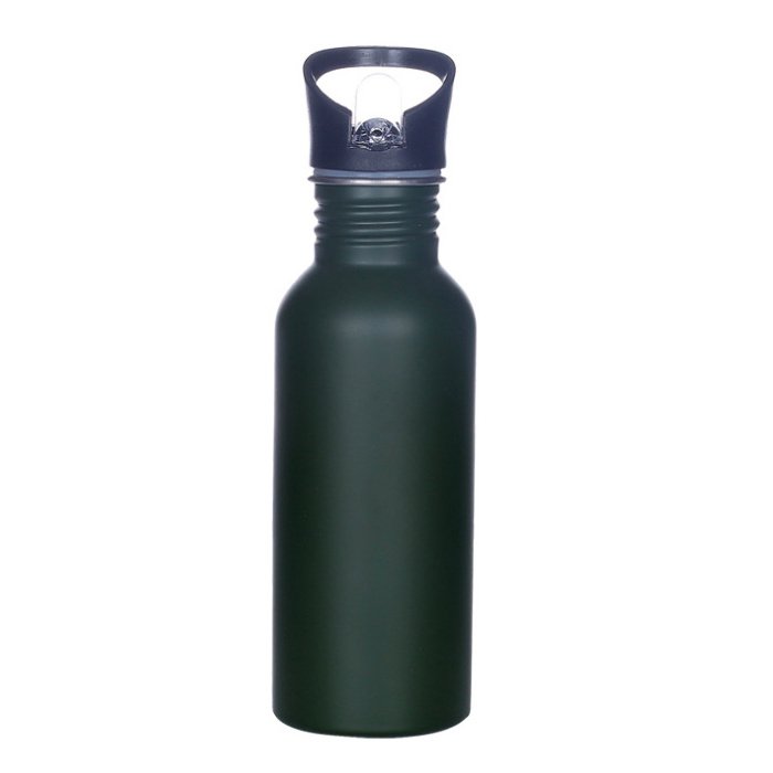 custom 500ml 750ml promotional single wall stainless steel sport water bottle with straw