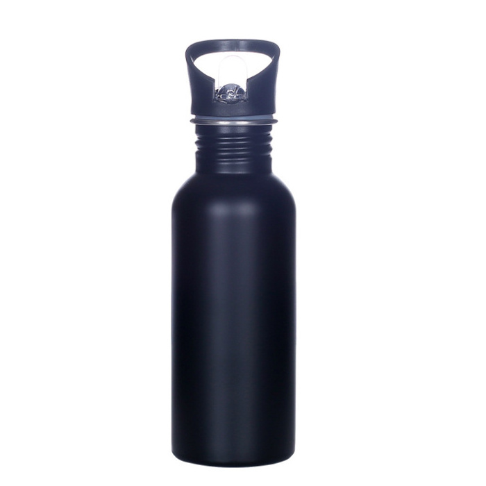 custom 500ml 750ml promotional single wall stainless steel sport water bottle with straw