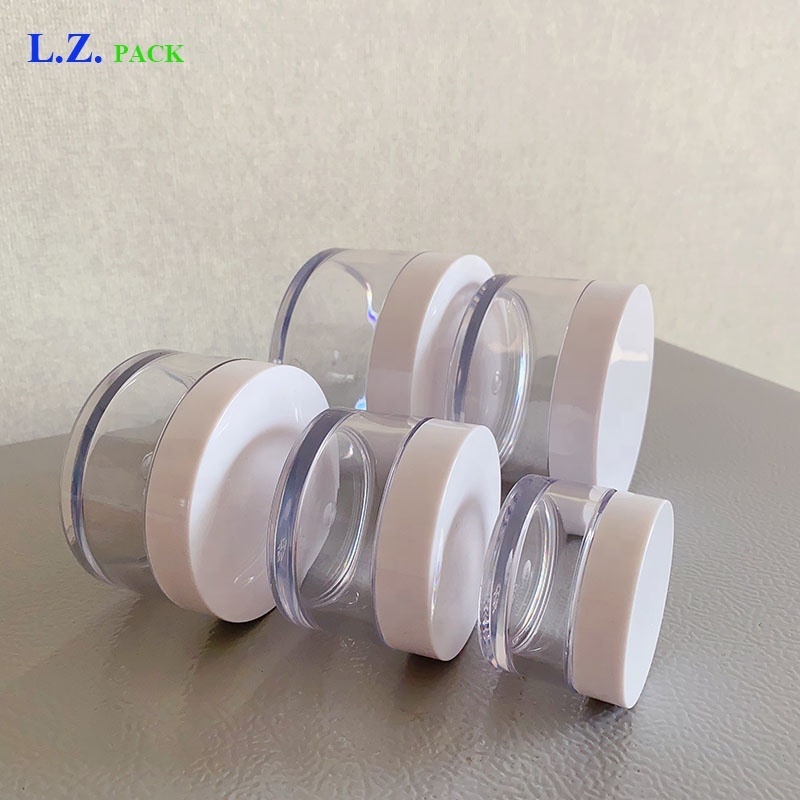 Stock 1oz 1.7oz 3.5oz 5.2oz 7oz 8.8oz Round White Lid PET Thick Bottom Plastic Cream Jar Custom Logo Body Scrub Butter Jars