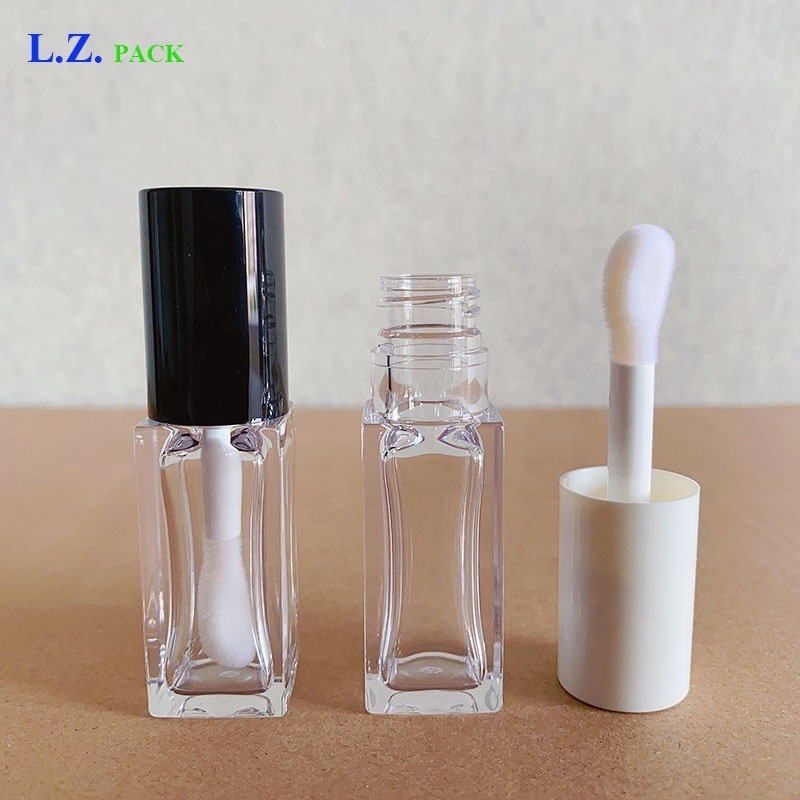 LZ Pack Promotion 8ml Foundation Tube Bottle Empty Containers Square Custom Lip Gloss Tubes With Big Brush Big Wand & Box