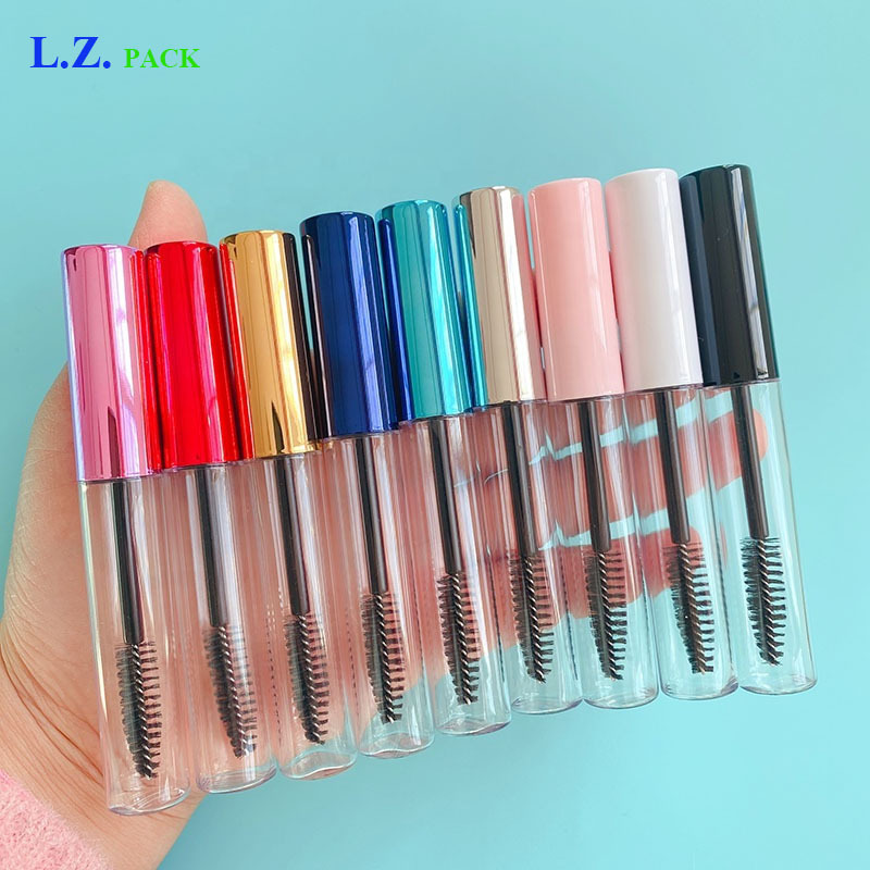 LZ Pack Stock 100pcs White Black Pink Multicolor 10ml Empty Mascara Tubes Custom Logo Oil Eyelash Bottle With Brush