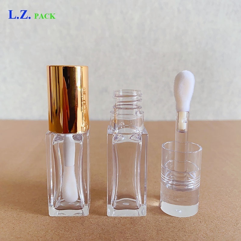 LZ Pack Promotion 8ml Foundation Tube Bottle Empty Containers Square Custom Lip Gloss Tubes With Big Brush Big Wand & Box