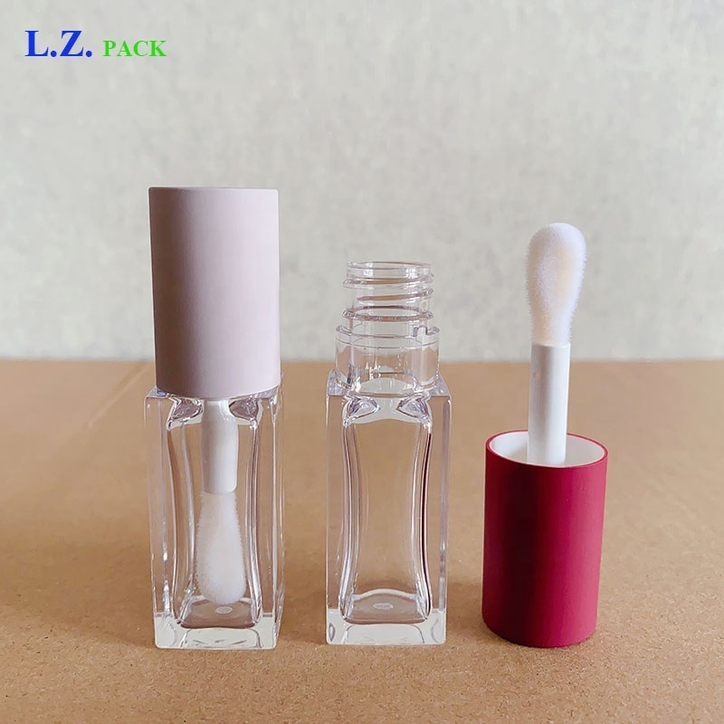 LZ Pack Promotion 8ml Foundation Tube Bottle Empty Containers Square Custom Lip Gloss Tubes With Big Brush Big Wand & Box