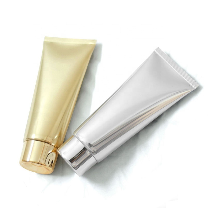 LZ Pack Stock 100g 100ml Empty Gold Silver Aluminum Plastic Lotion Tubes Custom Logo Squeeze Face Cream Tube