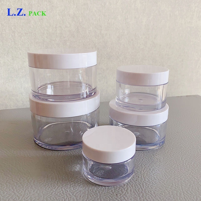 Stock 1oz 1.7oz 3.5oz 5.2oz 7oz 8.8oz Round White Lid PET Thick Bottom Plastic Cream Jar Custom Logo Body Scrub Butter Jars