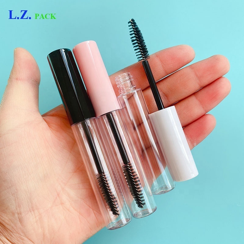 LZ Pack Stock 100pcs White Black Pink Multicolor 10ml Empty Mascara Tubes Custom Logo Oil Eyelash Bottle With Brush