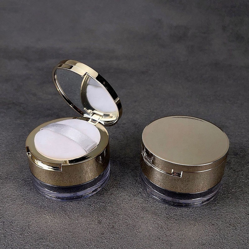 LZ Pack Newest Stock Mini Gold Loose Powder Pigment Compact Case Custom Shimmer Loose Face Powder Container