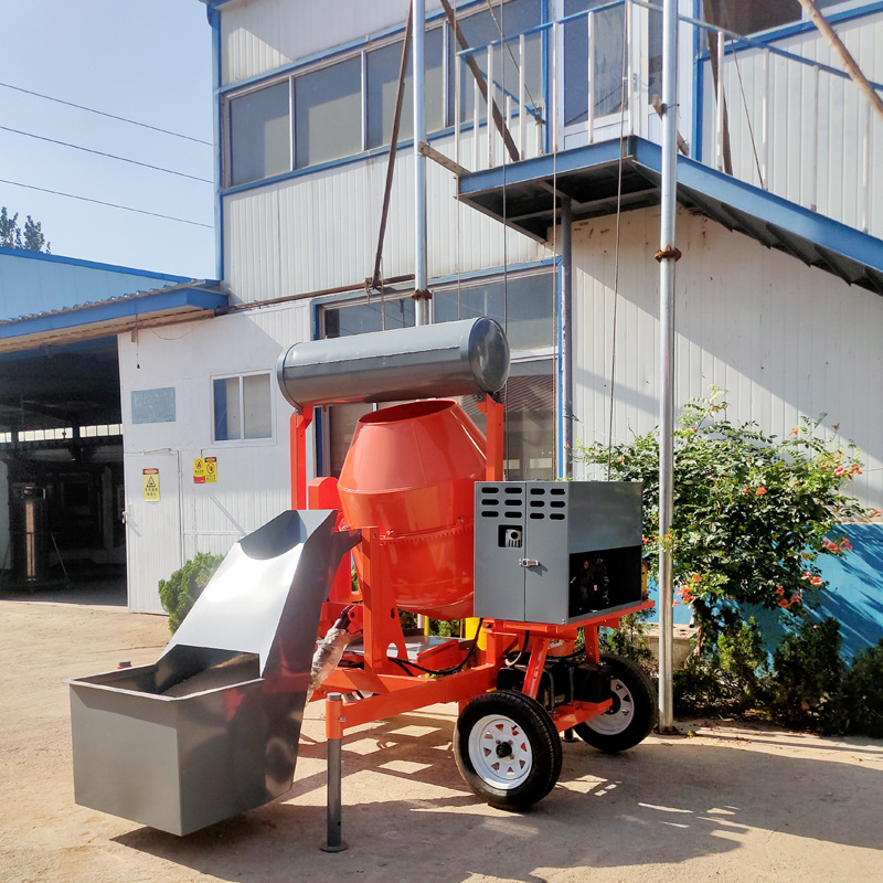 Portable diesel gasoline 800L 3 yard cement self loading concrete mixer with water pump machine